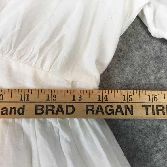 River Island London Dress 12 Cottage Boho Short Sleeve Mini Fit Flare Embroidery - Picture 9 of 16